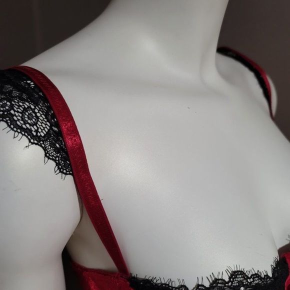Georgine Velvet And Lace Corset Persian Red - Picture 9 of 12